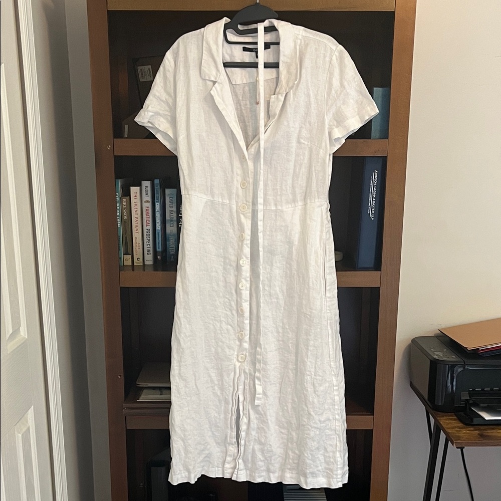 White Button-Front Linen Dress - Women NWOT